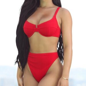 Red high waist bikini